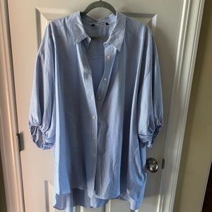 Zara striped flowy top sz L.